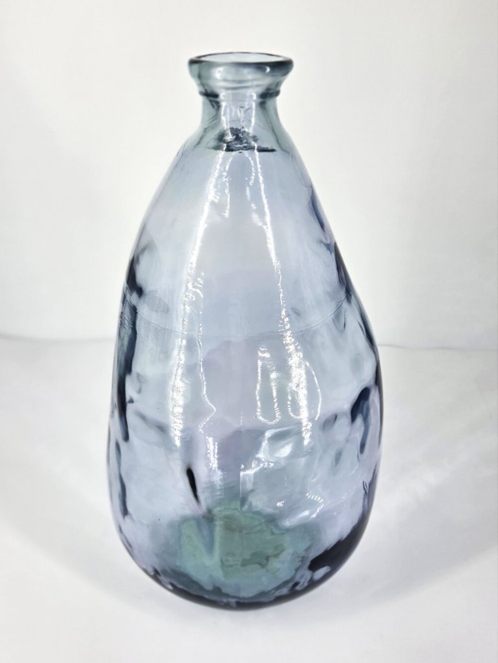 Handmade 100% Recycled Oblong Blue Balloon Glass Vase/Bottle Made in Spain - Picture 4 of 10